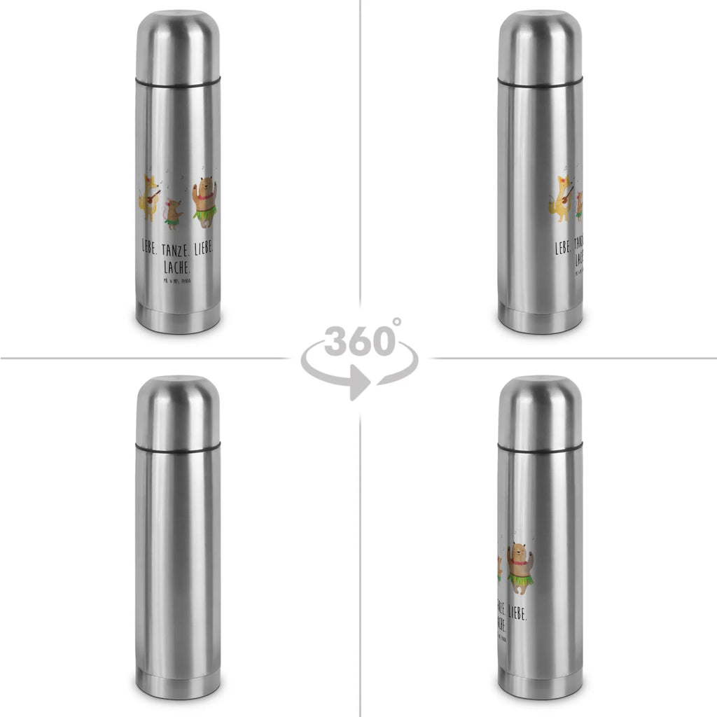 Thermos Flask forest animals Aloha Thermoskanne, Tiermotive, Gute Laune, lustige Sprüche, Tiere, Hase, Lachen, Wald, Bär, Musik, Igel, Tanzen, Aloha, Waldtiere, Leben