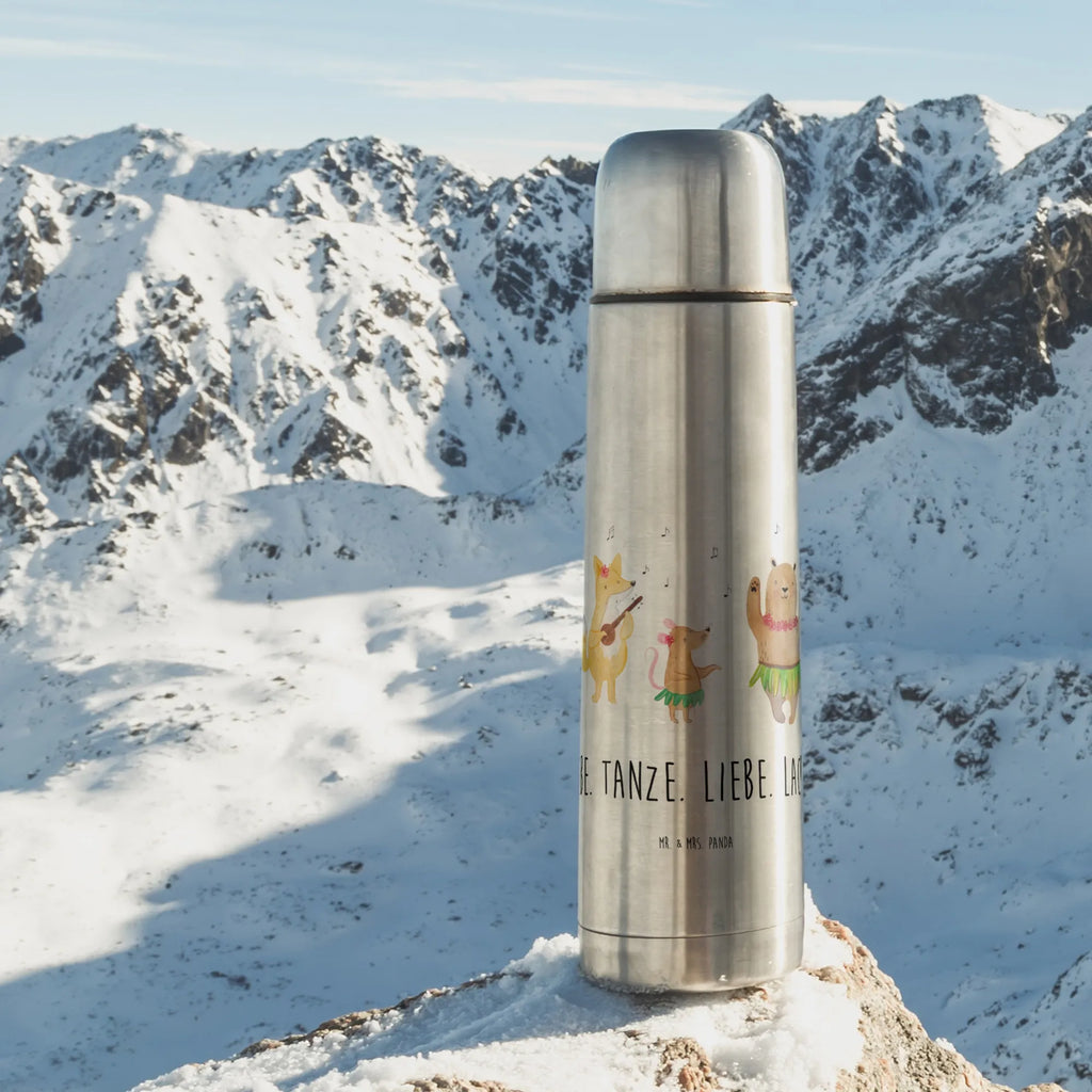 Thermos Flask forest animals Aloha Thermoskanne, Tiermotive, Gute Laune, lustige Sprüche, Tiere, Hase, Lachen, Wald, Bär, Musik, Igel, Tanzen, Aloha, Waldtiere, Leben