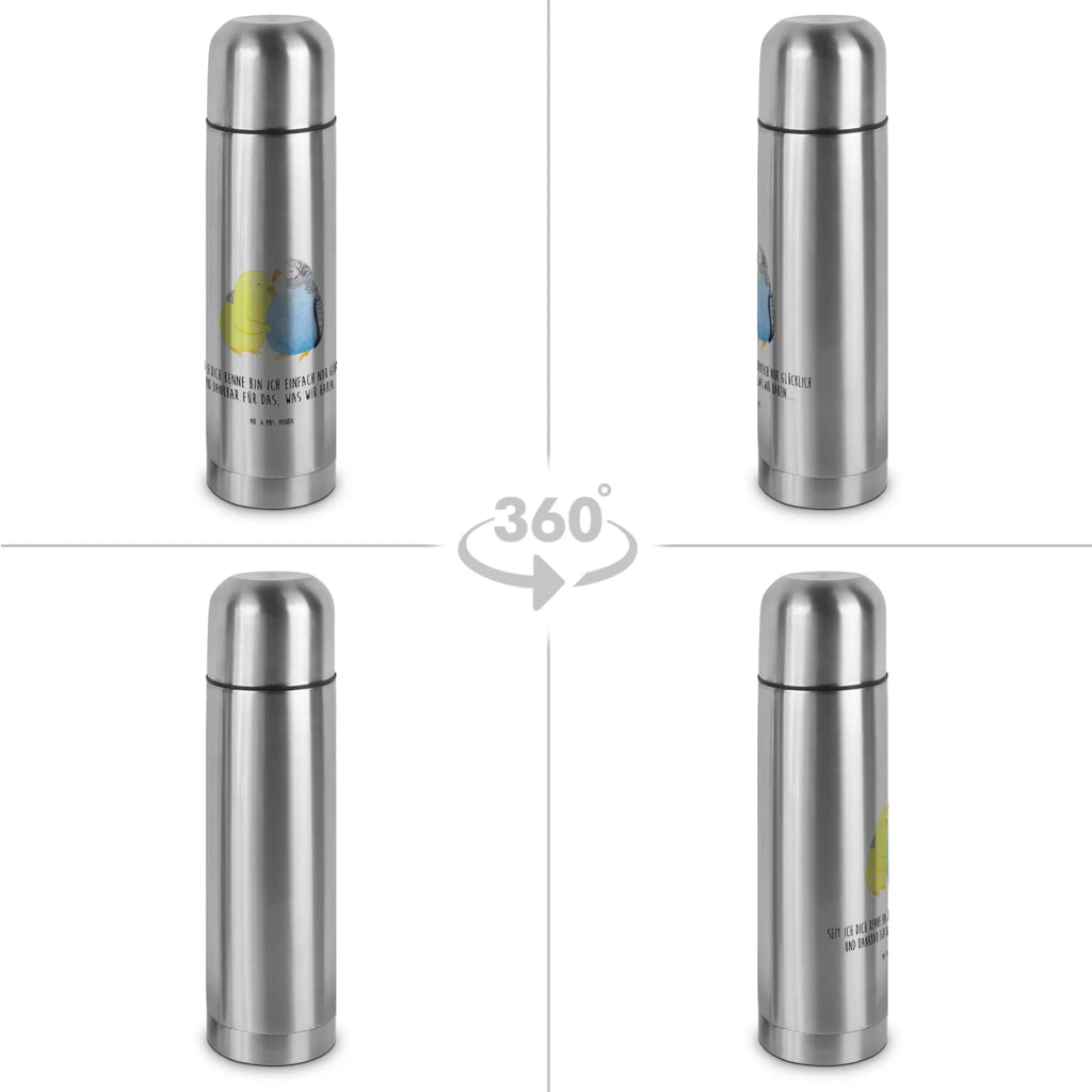 Thermoskanne Wellensittich Liebe Thermoskanne, Liebe, Partner, Freund, Freundin, Ehemann, Ehefrau, Heiraten, Verlobung, Heiratsantrag, Liebesgeschenk, Jahrestag, Hocheitstag, Vögel, Kuscheln, Nähe, Wellensittich, Vertrauen