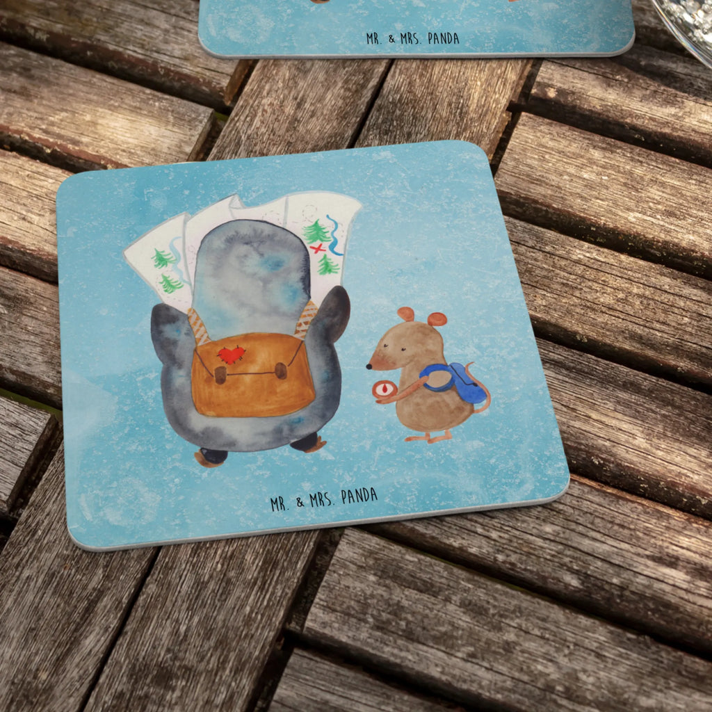 Coaster Penguin & Mouse Hiker Tischdeko, Bierdeckel, Gastgeschenk Hochzeit, Pinguin, Wanderlust, Abenteurer, Abenteuer, Ausflug, wandern, Pinguine, Roadtrip