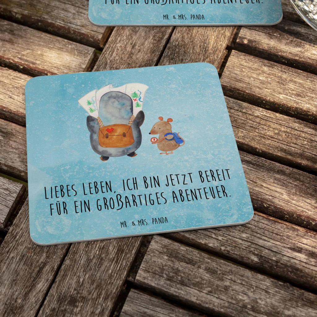 Coaster Penguin & Mouse Hiker Tischdeko, Bierdeckel, Gastgeschenk Hochzeit, Pinguin, Wanderlust, Abenteurer, Abenteuer, Ausflug, wandern, Pinguine, Roadtrip
