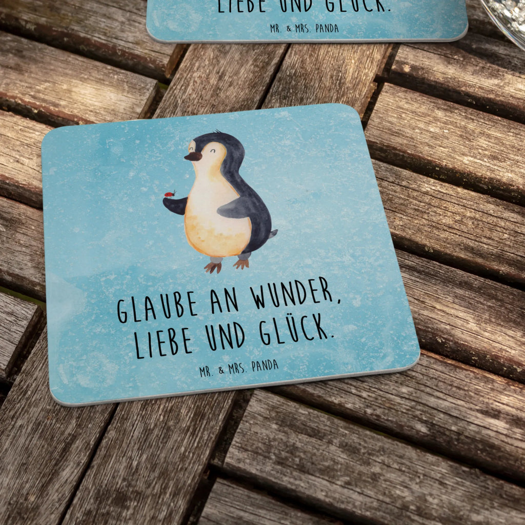 Coaster Penguin ladybug Gastgeschenk Hochzeit, Tischdeko, Bierdeckel, Pinguin, Freude, Pinguine, Wunder, Glück, Lebensfreude, Liebe, Marienkäfer