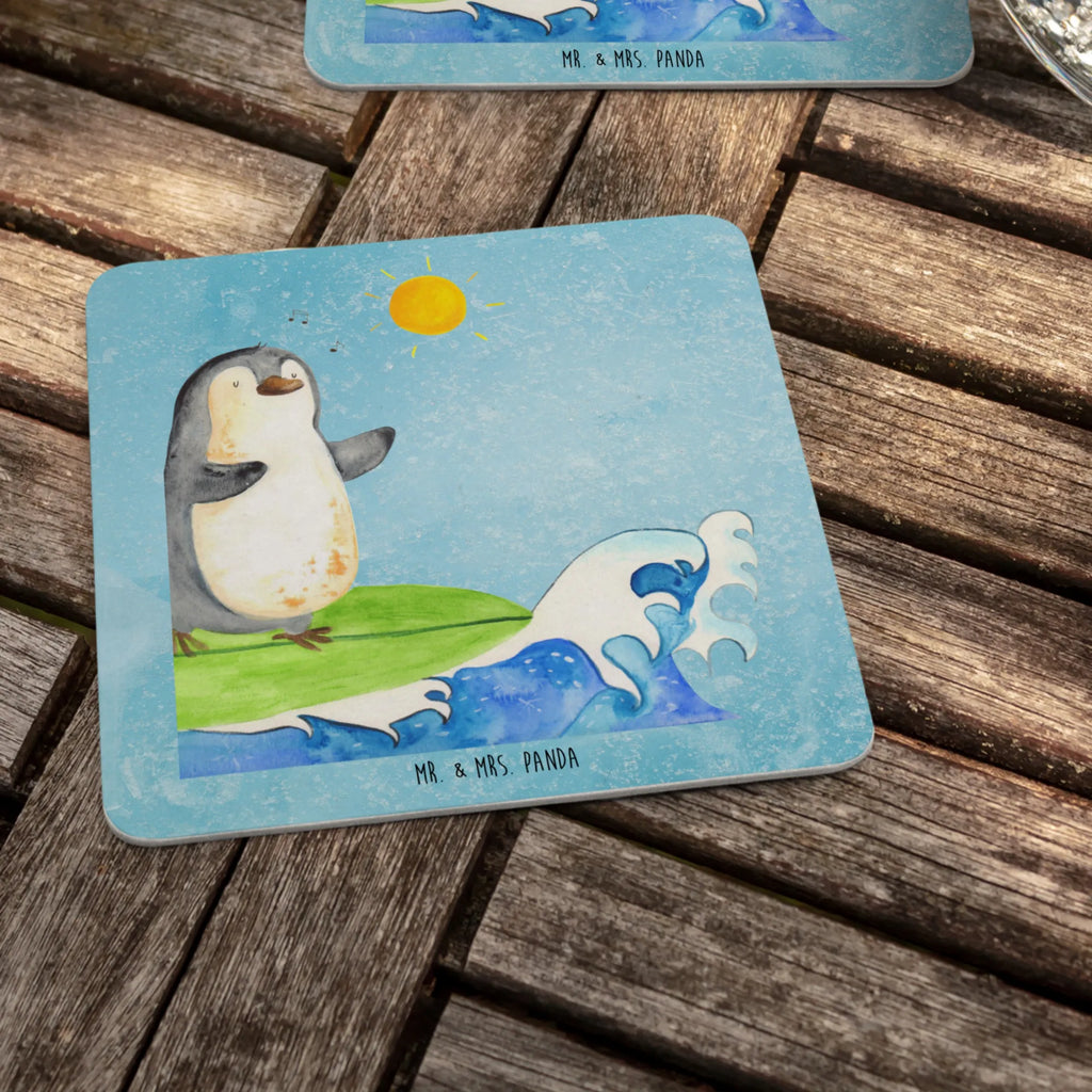 Bierdeckel Pinguin Surfer Gastgeschenk Hochzeit, Tischdeko, Bierdeckel, Pinguin, Wellen reiten, Portugal, Hawaii, Pinguine, Wellen, Surfer, Urlaub, surfen