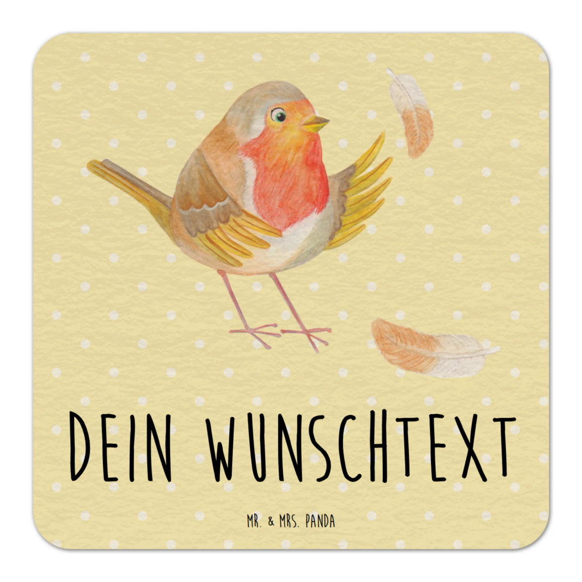Personalized Beer Coaster robin feathers animal lover, special gifts, good mood, funny sayings, hand drawn, cute animal motives, small animals, cute, card, gift ideas, gifts, bird, slogan courage, motivation pictures, motivation slogans, slogan motivation, flying, robin