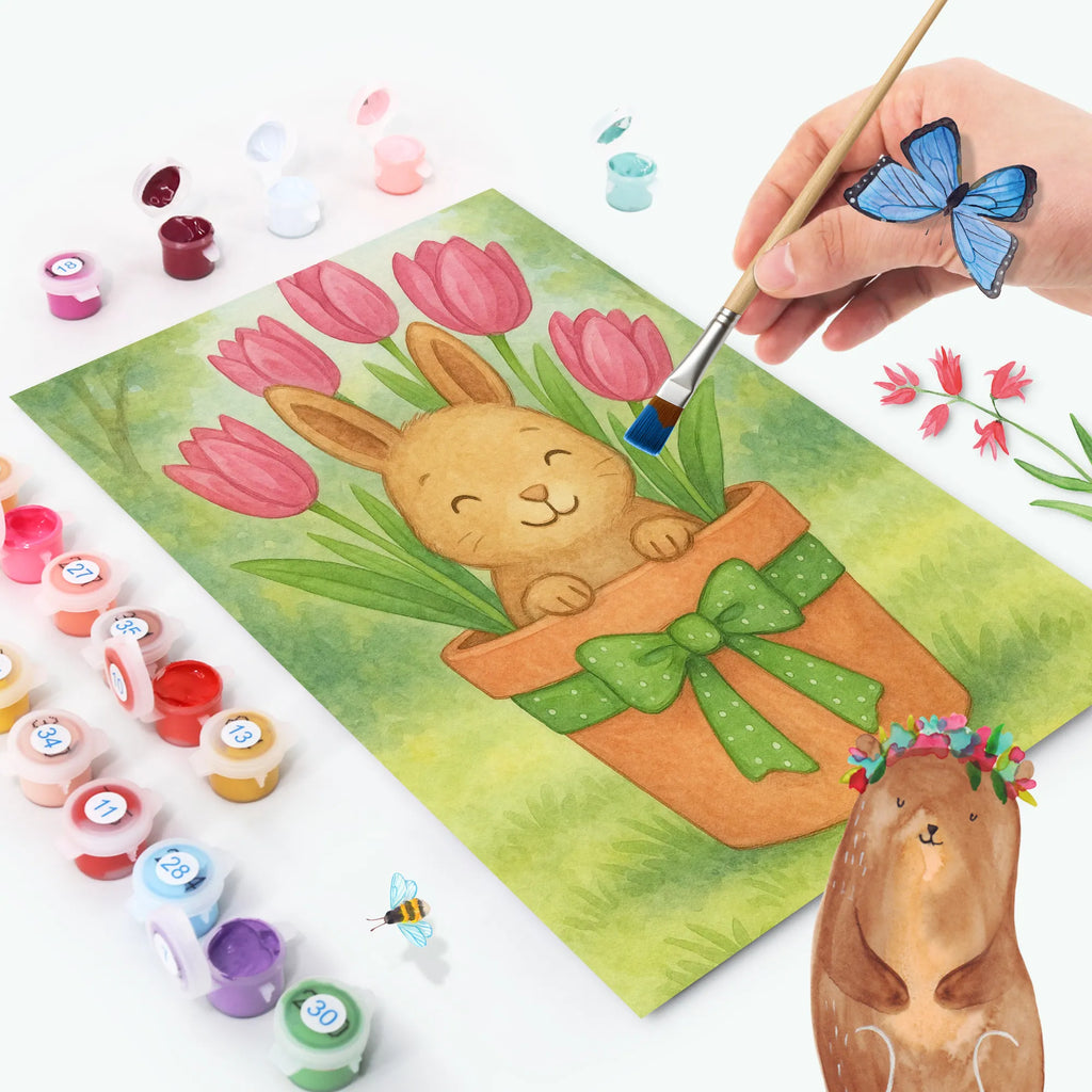 Malen nach Zahlen Hase Tulpen Design Kunstwerk, Malen nach Zahlen, Ausmalbild, Ostern, Osterhase, Ostergeschenke, Osternest, Osterdeko, Geschenke zu Ostern, Ostern Geschenk, Ostergeschenke Kinder, Ostern Kinder, Tulpen, Blumenstrauß, Hase, Ostergeschenk, Alternative zu Blumen