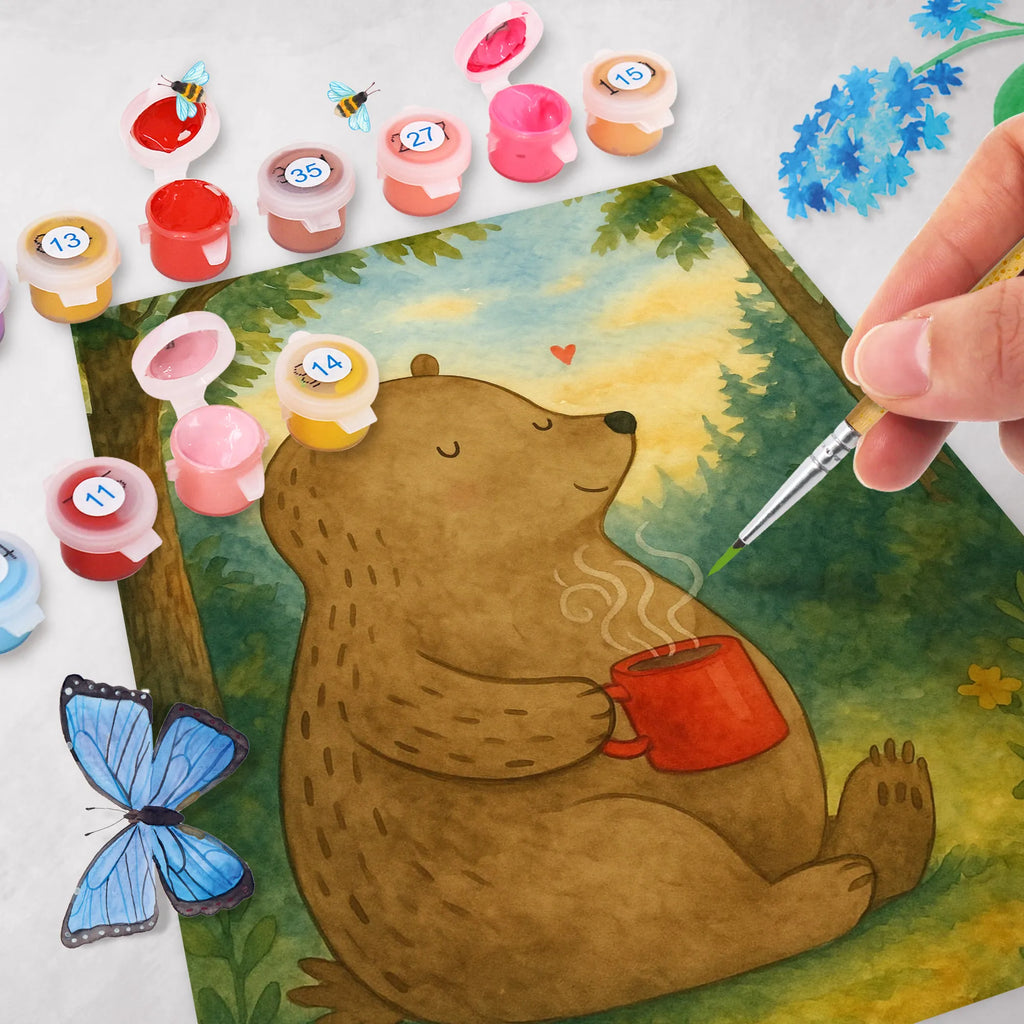 Malowanie według numerów Niedźwiedź kawa Design Malen nach Zahlen, Kreativität, Baseln, Künstler, Bastelidee, Kunstwerk, Malen, DIY, Ausmalbild, Bär, Teddy, Teddybär, Kaffee, Welt retten, Bären, Motivation, Coffee, guten Morgen, Morgenroutine, Welt erobern