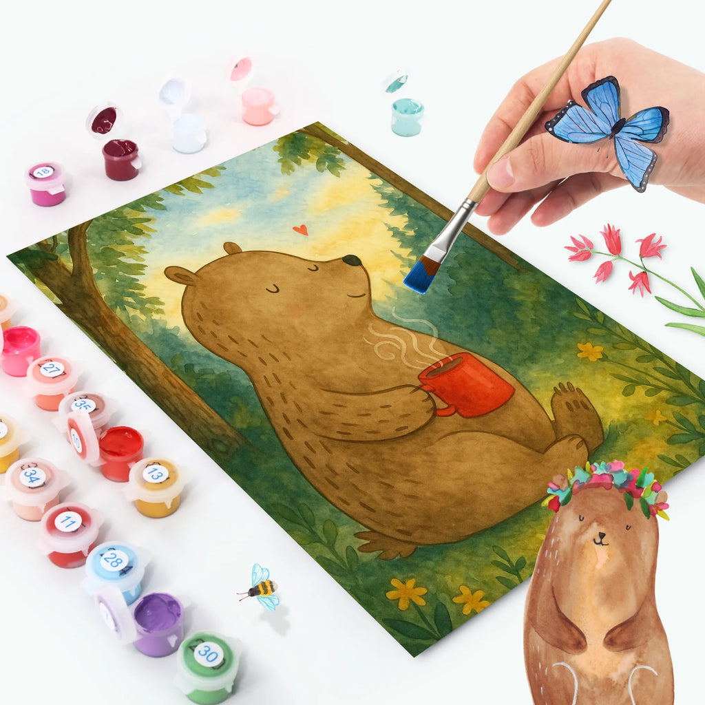 Malowanie według numerów Niedźwiedź kawa Design Malen nach Zahlen, Kreativität, Baseln, Künstler, Bastelidee, Kunstwerk, Malen, DIY, Ausmalbild, Bär, Teddy, Teddybär, Kaffee, Welt retten, Bären, Motivation, Coffee, guten Morgen, Morgenroutine, Welt erobern