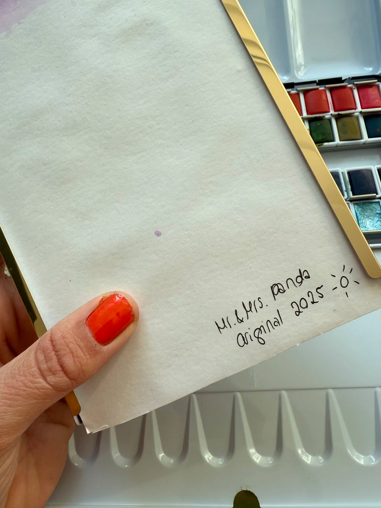 ORIGINAL Watercolor drawing "Penguin Lovebirds" in a picture frame Mr. & Mr. Panda Unique, Mr. & Mrs. Panda Originals