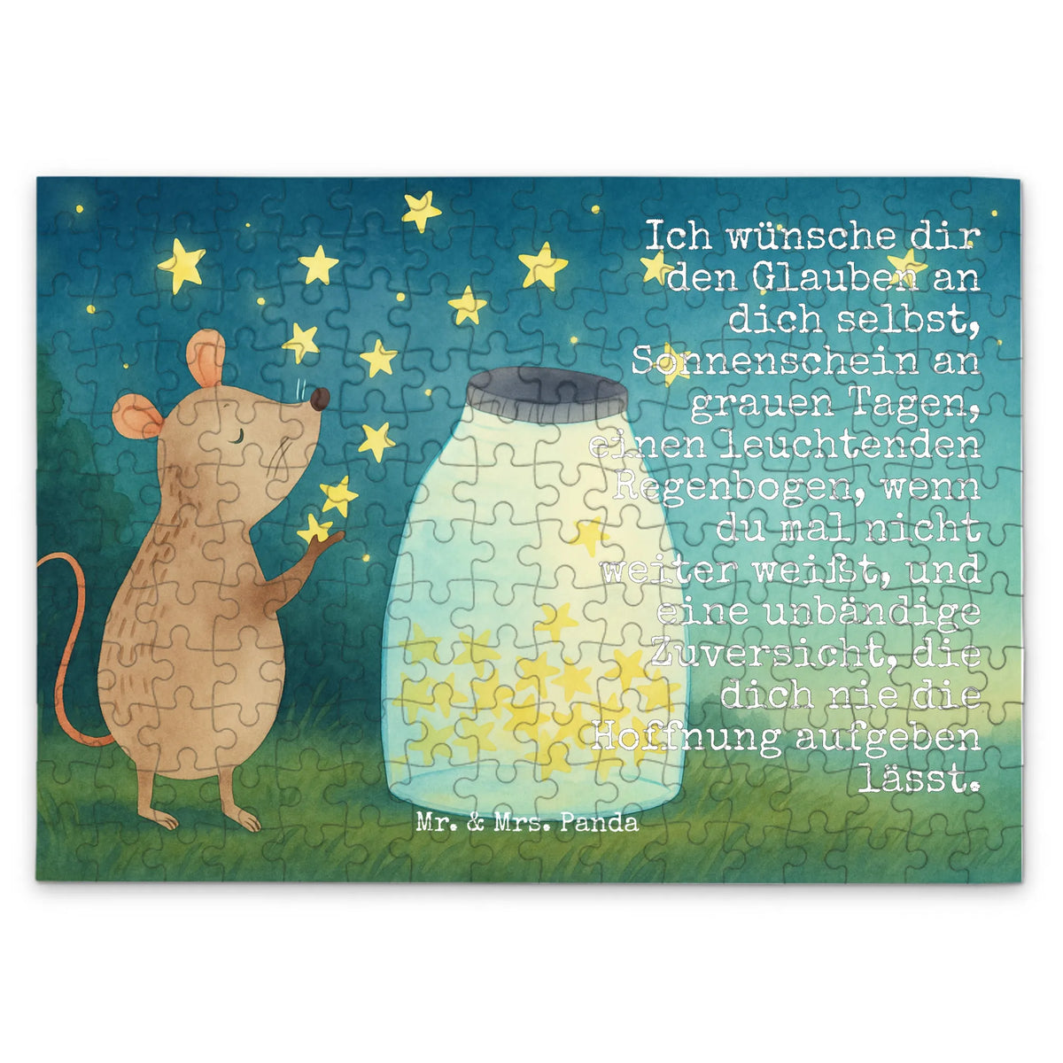 Puzzle Maus Sterne Design 300 Teile Puzzle, Puzzlespiel, Legespiel, Puzzle, 500 Teile Puzzle, 1500 Teile Puzzle, Geduldspiel, 2000 Teile Puzzle, 1000 Teile Puzzle, Gute Laune, Tiere, Lustige Sprüche, Tiermotive, Erstes Kind, Kind, Sterne, Wunsch, Träume, Kindergeburtstag, Geburtstag, Schwangerschaft, Geburt, Taufe, Taufgeschenk, Hoffnung, Maus