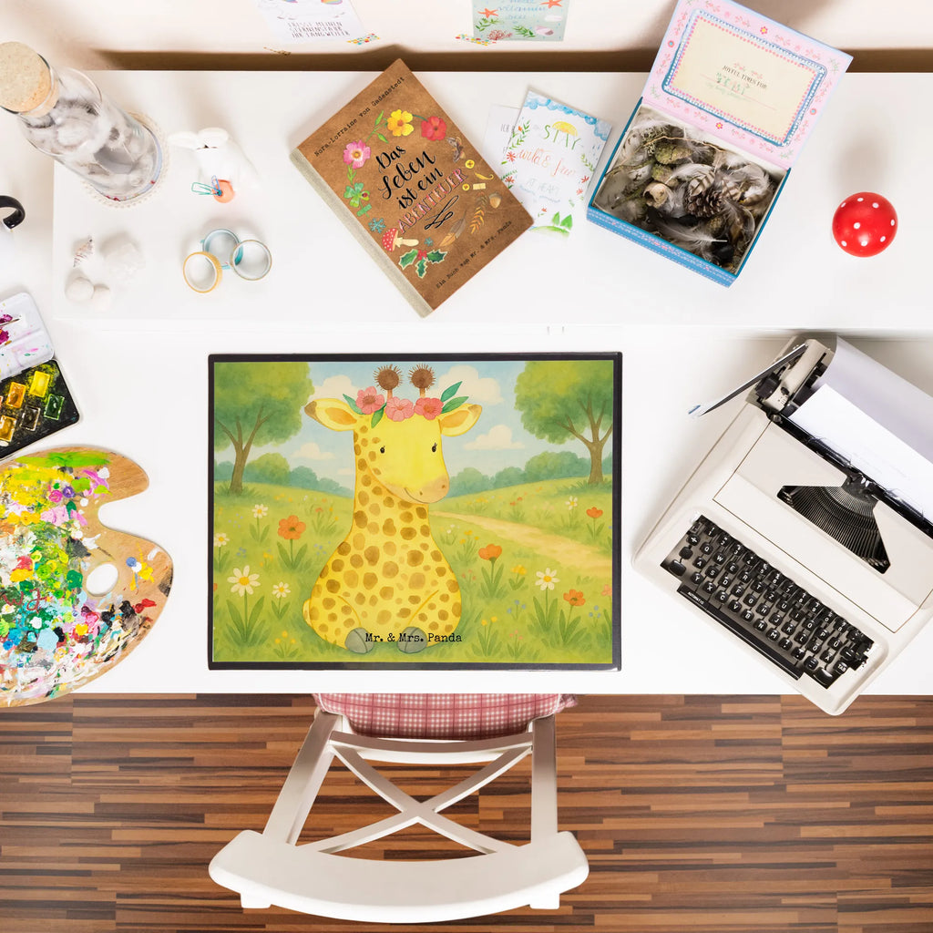 Desk pad giraffe flower wreath Design Schreibunterlage, Schreibtischauflage, Bürobedarf, Büroartikel, Schreibwaren, Schreibtisch Unterlagen, Schreibtischunterlage Groß, Afrika, Wildtiere, Giraffe, Blumenkranz, Abenteurer, Selbstliebe, Freundin