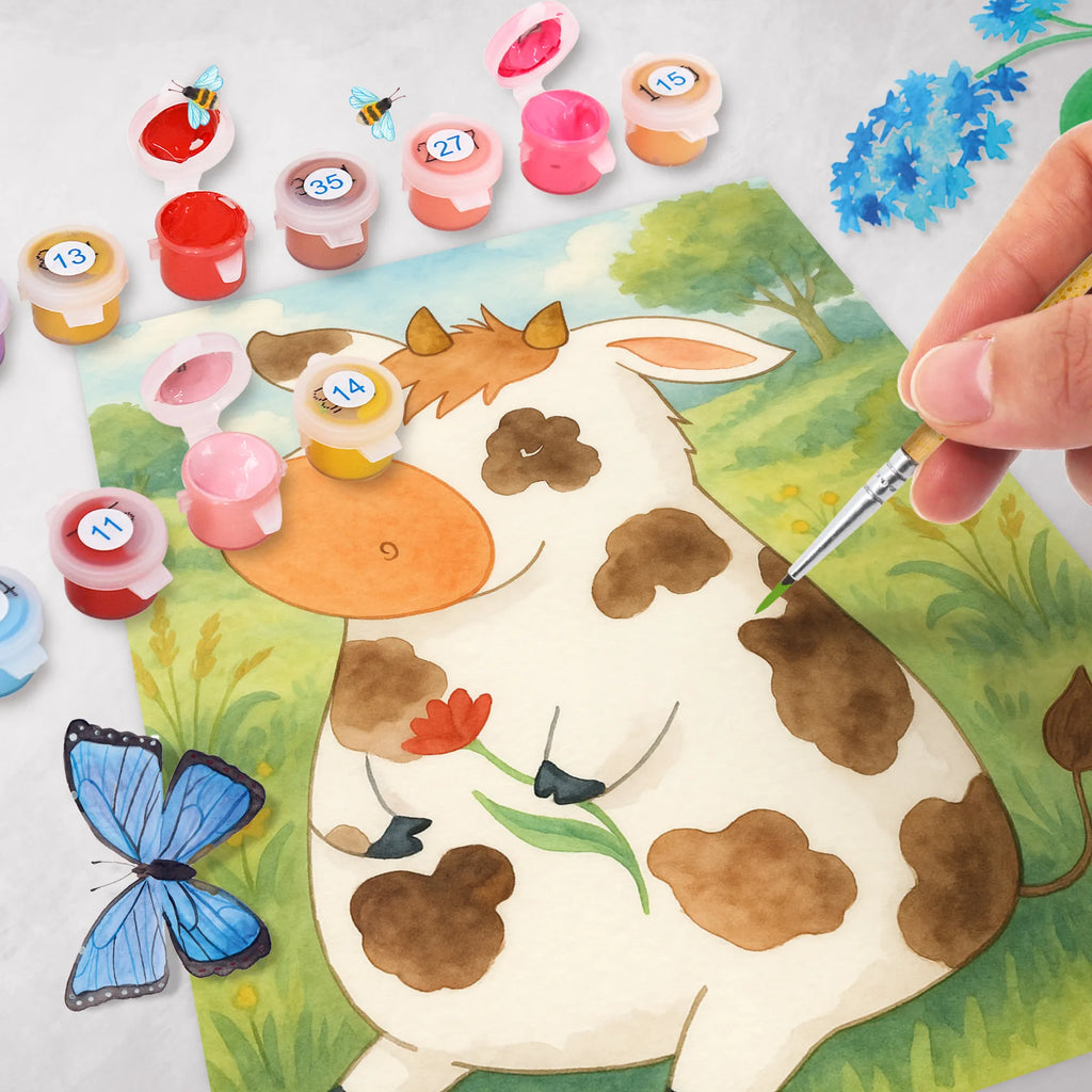 Paint by Numbers Cow Design Malen, Kunstwerk, DIY, Künstler, Kreativität, Malen nach Zahlen, Ausmalbild, Bastelidee, Baseln, Bauernhof, Hoftiere, Landwirt, Landwirtin, Kühe, Flausen, Magie, Motivtion, Spruch, Träume, Kuh, Hof, Milchkuh, Milch