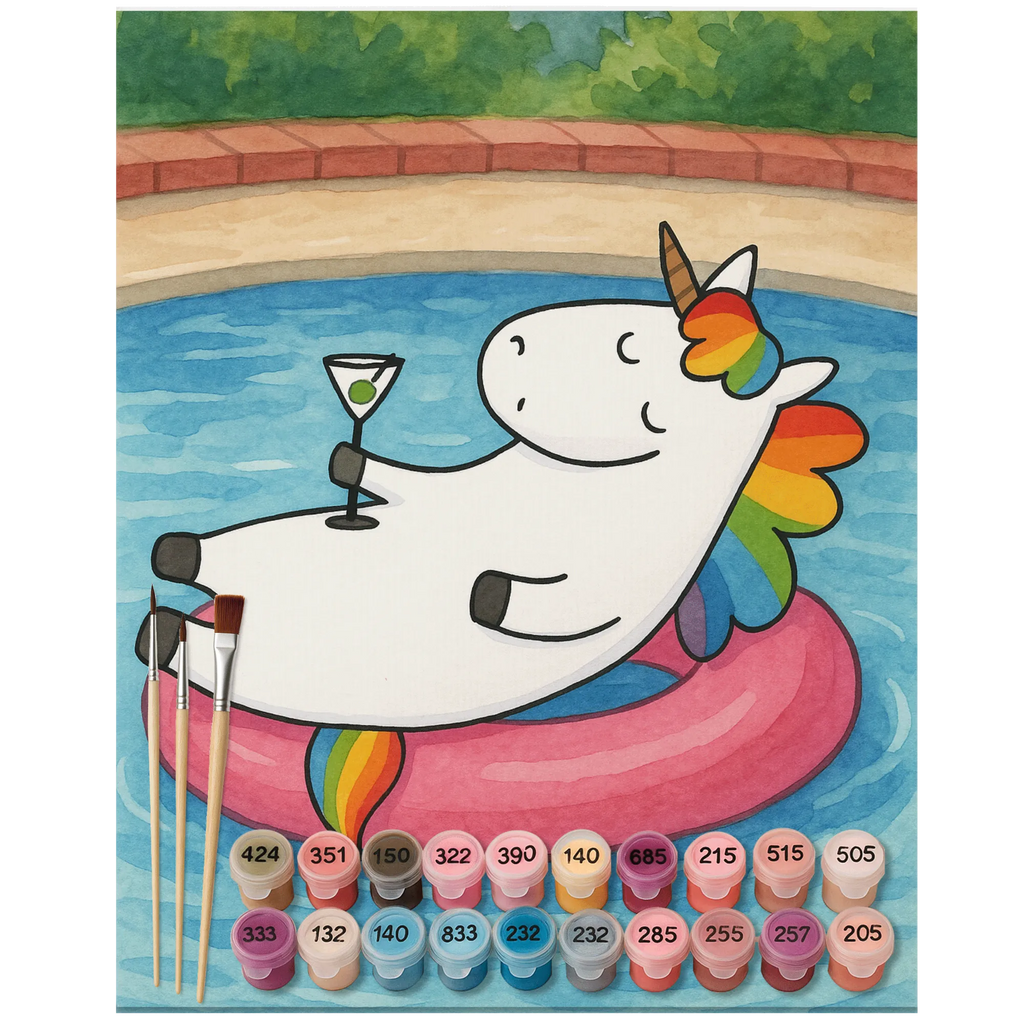 Paint by Numbers unicorn cocktail Design Baseln, Kunstwerk, Ausmalbild, Malen, Künstler, Bastelidee, Malen nach Zahlen, DIY, Kreativität, Einhorn, Einhörner, Einhorn Deko, Unicorn, Feiern, witzig, Spruch, Geburtstag, Glitzer, lustig, Sekt, Spaß, Cuba Libre, Rum, Caipirinha, Freundin, Party