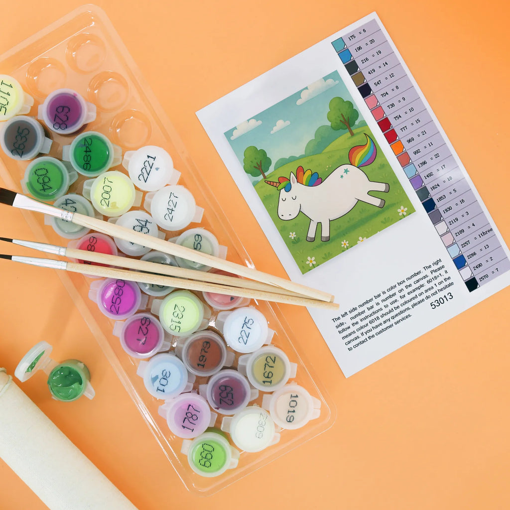 Malowanie według numerów Jednorożec Szczęśliwy Design Jednorożec, jednorożce, dekoracje jednorożca, jednorożec