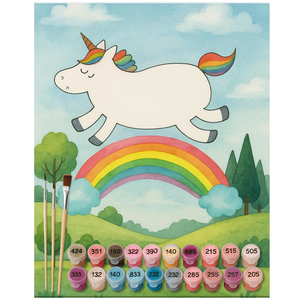 Paint by Numbers unicorn rainbow Design unicorn, unicorns, unicorn car, unicornpower, birthday present, gift, glitter, rainbow, unicorn highway, unicorn love, expressway, Unicorn