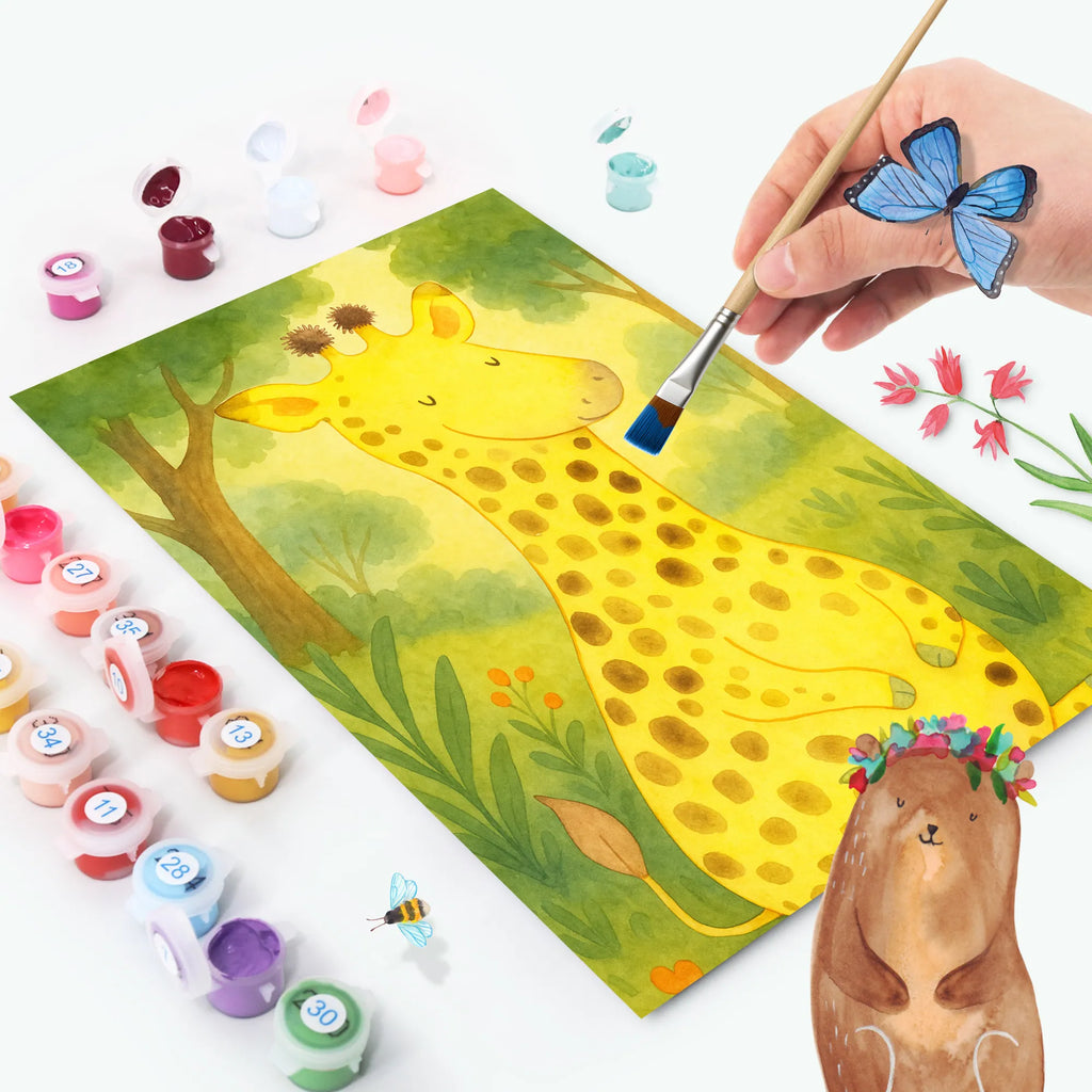 Paint by Numbers giraffe Satisfied Design Baseln, Bastelidee, Malen, Ausmalbild, Künstler, Kunstwerk, Malen nach Zahlen, Kreativität, DIY, Afrika, Wildtiere, Glück, Abenteuer, Giraffe, Zufrieden