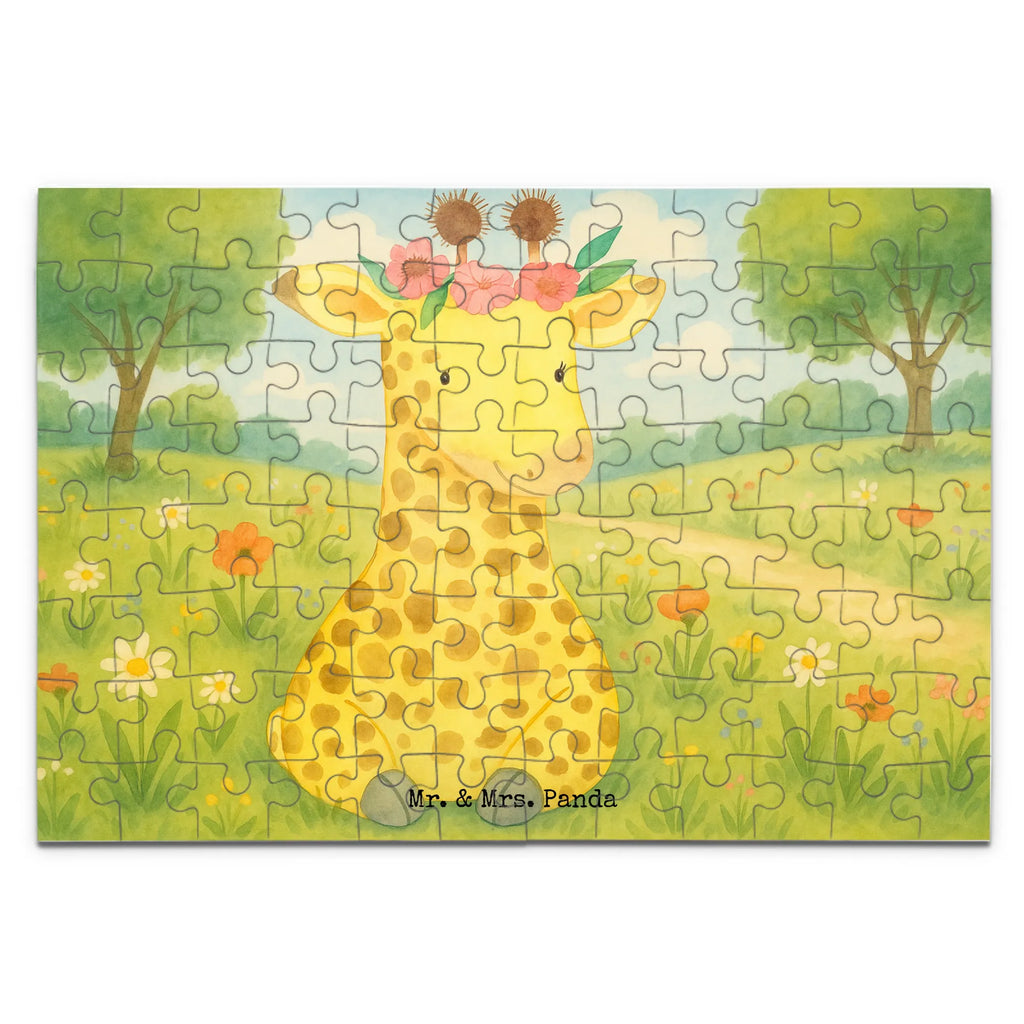 Puzzle Giraffe Blumenkranz Design Puzzle, Afrika, Wildtiere, Giraffe, Blumenkranz, Abenteurer, Selbstliebe, Freundin
