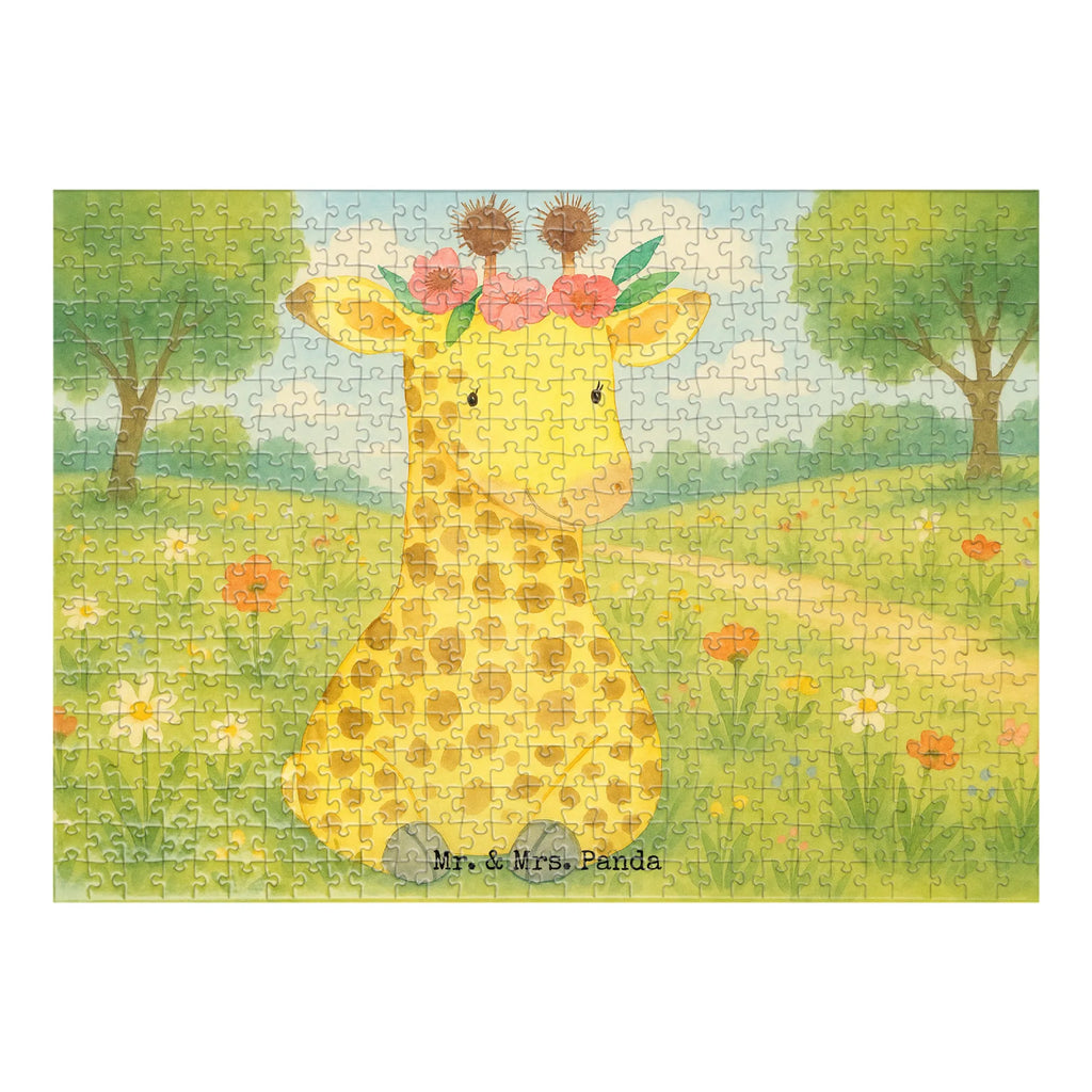 Puzzle Giraffe Blumenkranz Design Puzzle, Afrika, Wildtiere, Giraffe, Blumenkranz, Abenteurer, Selbstliebe, Freundin