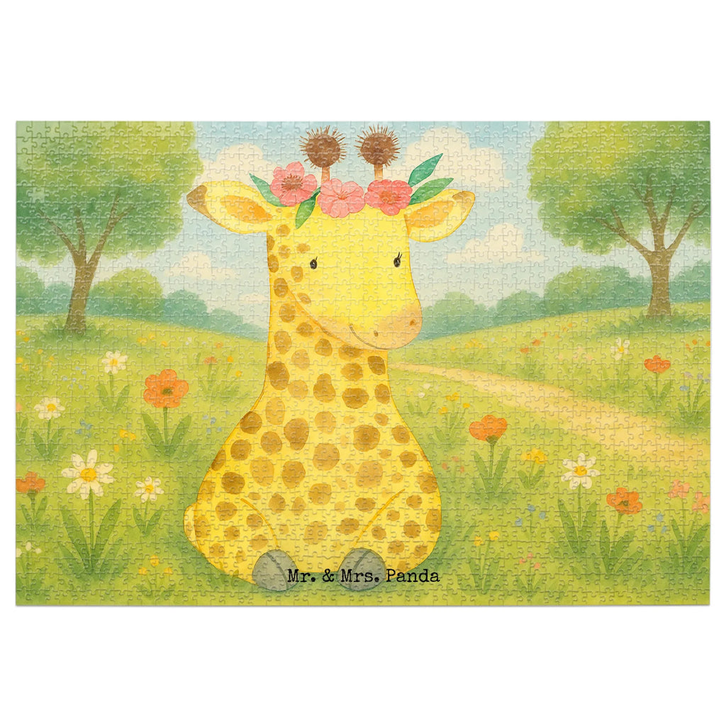 Puzzle Giraffe Blumenkranz Design Puzzle, Afrika, Wildtiere, Giraffe, Blumenkranz, Abenteurer, Selbstliebe, Freundin
