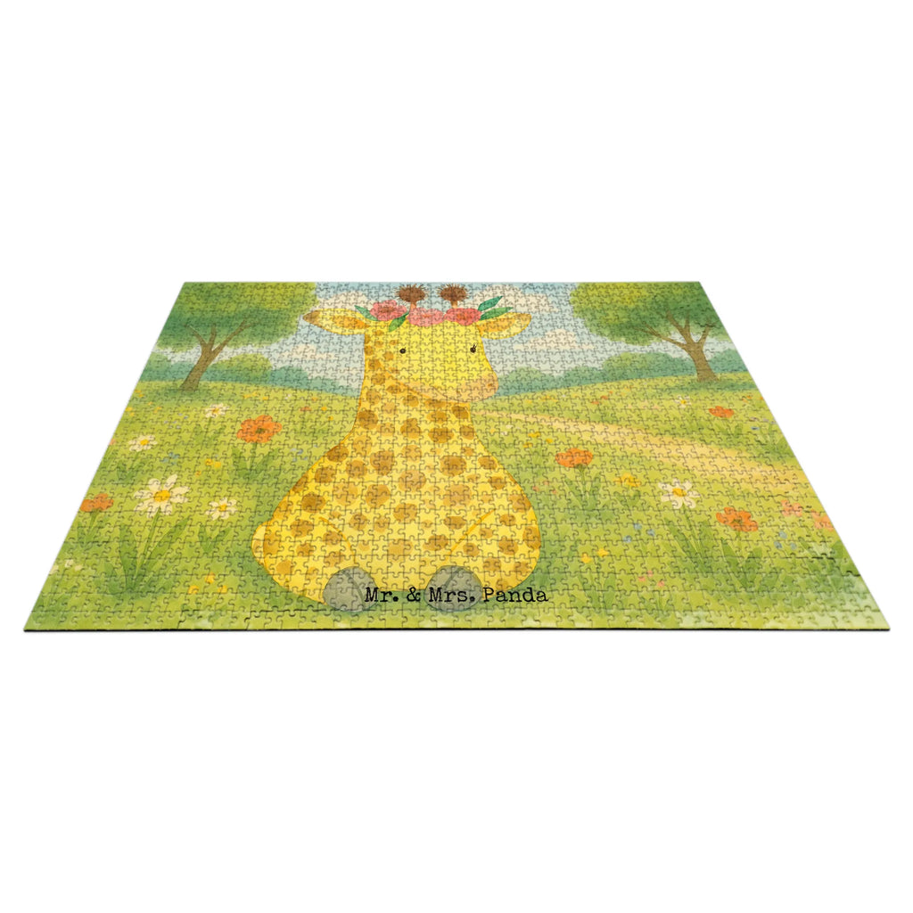 Puzzle Giraffe Blumenkranz Design Puzzle, Afrika, Wildtiere, Giraffe, Blumenkranz, Abenteurer, Selbstliebe, Freundin