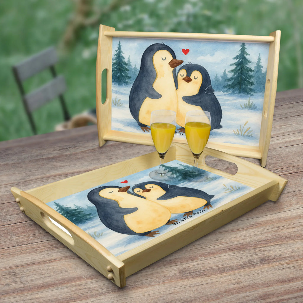 Serviertablett Pinguin umarmen Design