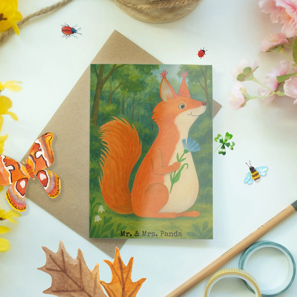 Grußkarte Eichhörnchen Blume Design Grußkarte, Klappkarte, Einladungskarte, Glückwunschkarte, Hochzeitskarte, Geburtstagskarte, Karte, Ansichtskarten, Tiermotive, Gute Laune, lustige Sprüche, Tiere, Eichhörnchen, Eichhorn, Spruch positiv, Lachen, Spaß, Motivation Sprüche, Motivation Bilder, glücklich Spruch, Spruch Deko