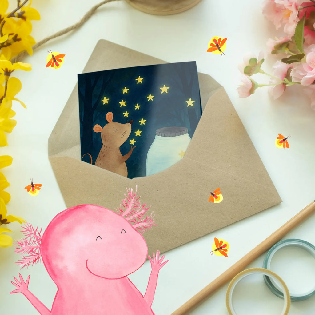Grußkarte Maus Sterne Design Klappkarte, Ansichtskarten, Geburtstagskarte, Einladungskarte, Glückwunschkarte, Hochzeitskarte, Grußkarte, Karte, Tiermotive, Gute Laune, lustige Sprüche, Tiere, Sterne, Kindergeburtstag, Schwangerschaft, Taufe, Hoffnung, Wunsch, Kind, Träume, Taufgeschenk, Geburt, erstes Kind, Maus, Geburtstag