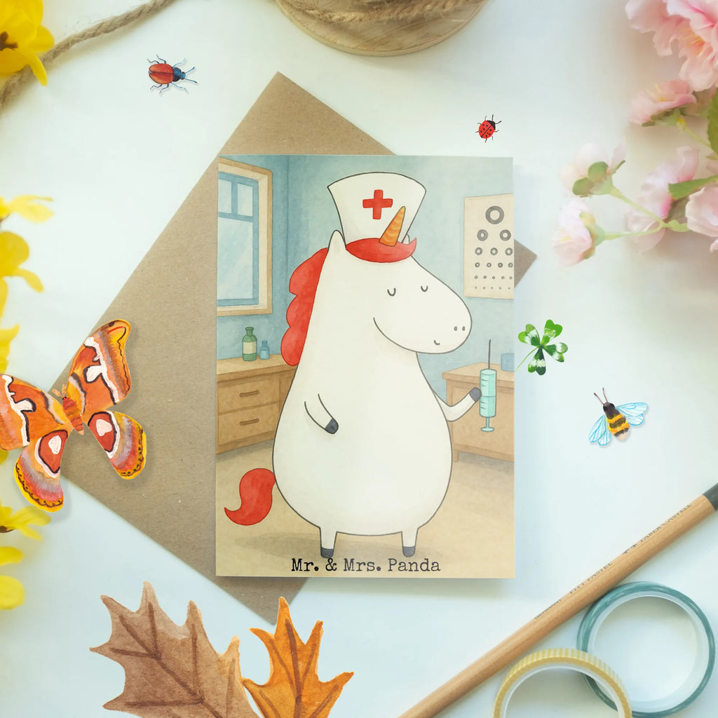 Grußkarte Einhorn Krankenschwester Design Grußkarte, Klappkarte, Einladungskarte, Glückwunschkarte, Hochzeitskarte, Geburtstagskarte, Karte, Ansichtskarten, Einhorn, Einhörner, Einhorn Deko, Unicorn, Krankenschwester Geschenk, Krankenpfleger Geschenk, Krankenpflegerin, Krankenschwester Dankeschön, Krankenhaus, Ärztin Geschenk