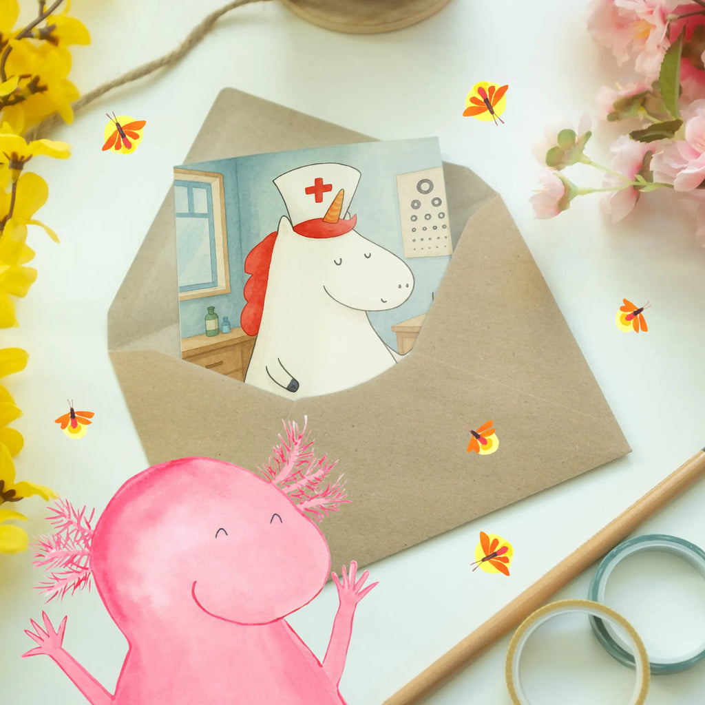 Grußkarte Einhorn Krankenschwester Design Grußkarte, Klappkarte, Einladungskarte, Glückwunschkarte, Hochzeitskarte, Geburtstagskarte, Karte, Ansichtskarten, Einhorn, Einhörner, Einhorn Deko, Unicorn, Krankenschwester Geschenk, Krankenpfleger Geschenk, Krankenpflegerin, Krankenschwester Dankeschön, Krankenhaus, Ärztin Geschenk