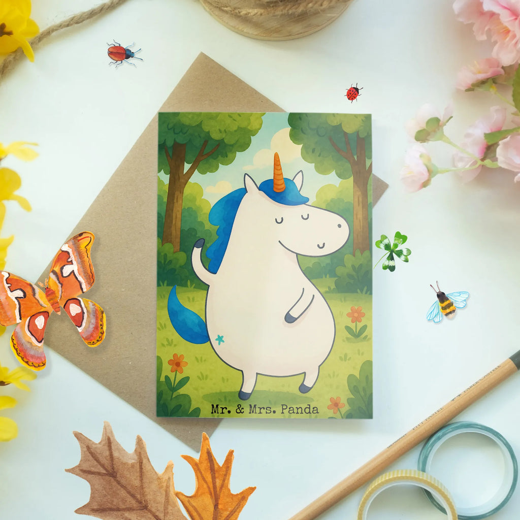 Grußkarte Einhorn Mann Design Grußkarte, Klappkarte, Einladungskarte, Glückwunschkarte, Hochzeitskarte, Geburtstagskarte, Karte, Ansichtskarten, Einhorn, Einhörner, Einhorn Deko, Unicorn, cool, Mann, Freundin, Familie, bester Freund, BFF, Party, hübsch, beste