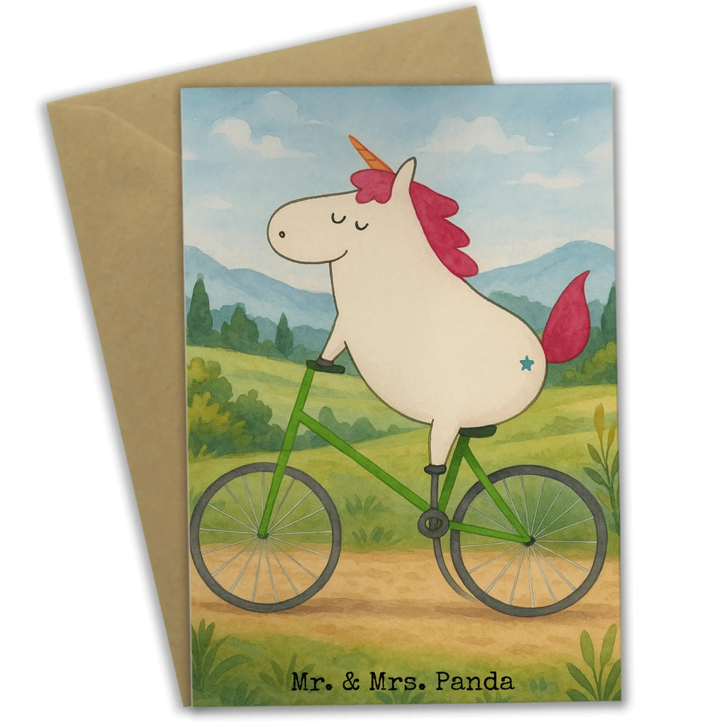 Greetings card unicorn cyclist Design Grußkarte, Klappkarte, Einladungskarte, Glückwunschkarte, Hochzeitskarte, Geburtstagskarte, Karte, Ansichtskarten, Einhorn, Einhörner, Einhorn Deko, Unicorn, Radfahren, Radfahrer, Rad, Bike, Feenstaub, Konfetti, Luxusproblem, Kummer, Liebeskummer