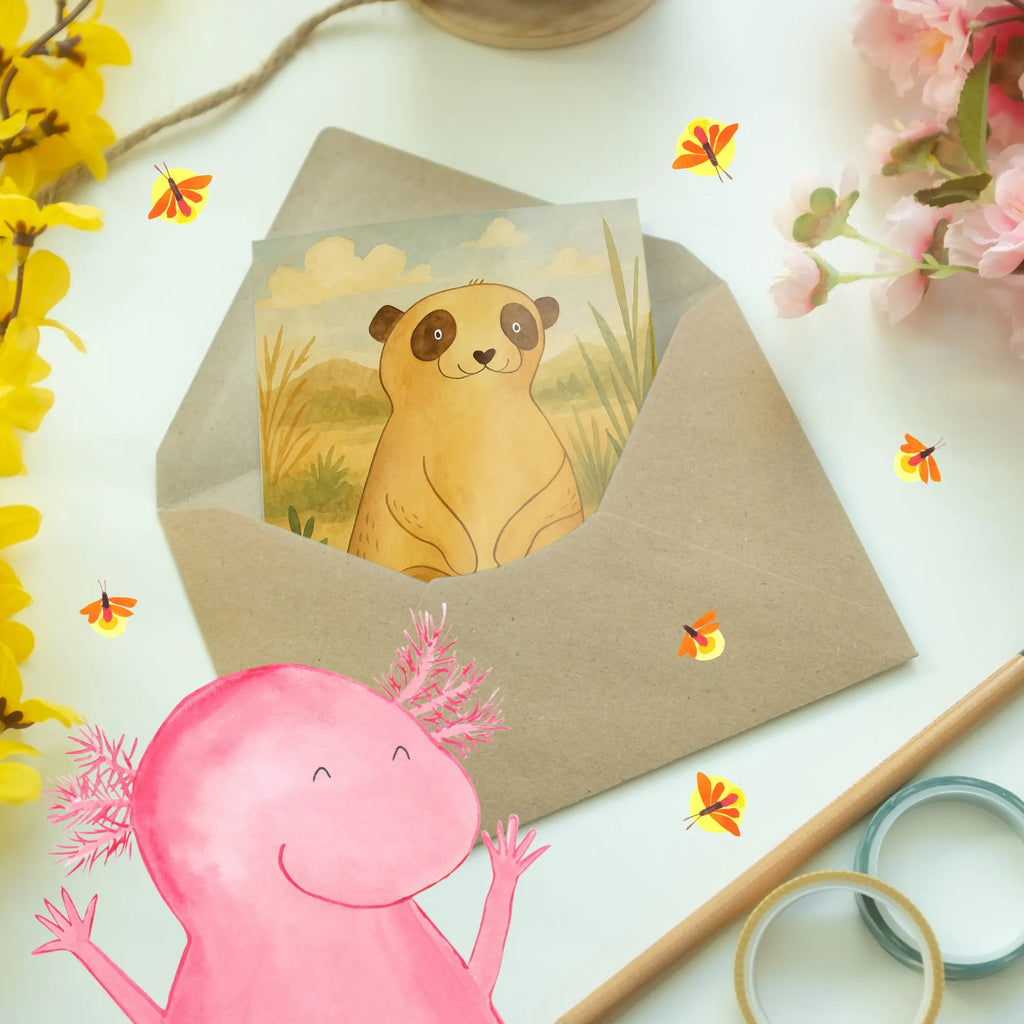 Grußkarte Erdmännchen Design Grußkarte, Klappkarte, Einladungskarte, Glückwunschkarte, Hochzeitskarte, Geburtstagskarte, Karte, Ansichtskarten, Afrika, Wildtiere, Erdmännchen, Reisen, Spruch, Weltreise, Afrikareise, Roadtrip, Traveling