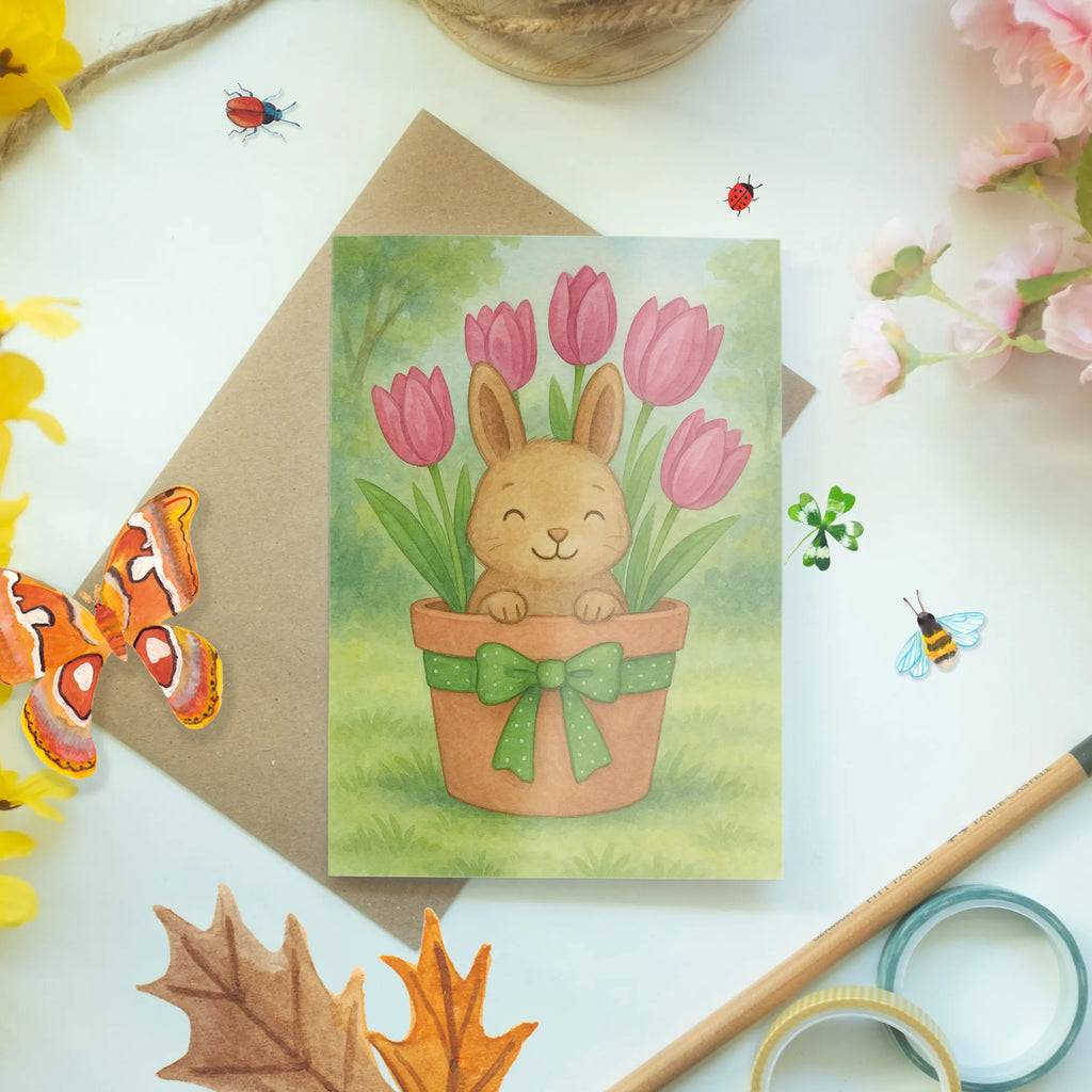 Grußkarte Hase Tulpen Design Grußkarte, Klappkarte, Einladungskarte, Glückwunschkarte, Hochzeitskarte, Geburtstagskarte, Karte, Ansichtskarten, Ostern, Osterhase, Ostergeschenke, Osternest, Osterdeko, Geschenke zu Ostern, Ostern Geschenk, Ostergeschenke Kinder, Ostern Kinder, Hase, Ostergeschenk, Tulpen, Blumenstrauß, Alternative zu Blumen