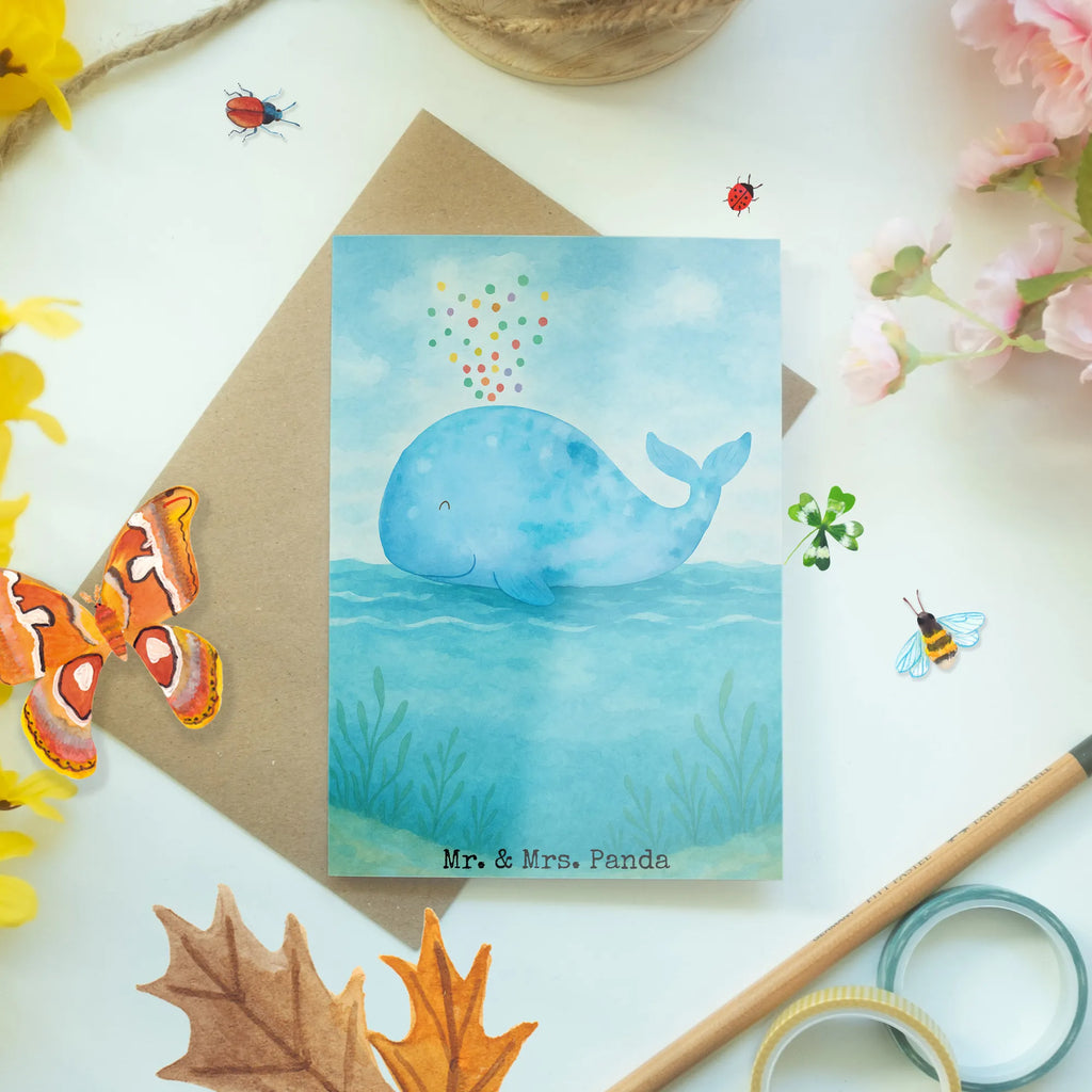 Grußkarte Wal Konfetti Design Grußkarte, Klappkarte, Einladungskarte, Glückwunschkarte, Hochzeitskarte, Geburtstagskarte, Karte, Ansichtskarten, Meerestiere, Meer, Urlaub, Wal, Konfetti, Wale, Motivation, Neuanfang, Trennung, Diät, Abnehmen, Neustart, Lebensabschnitt, Geburtstag