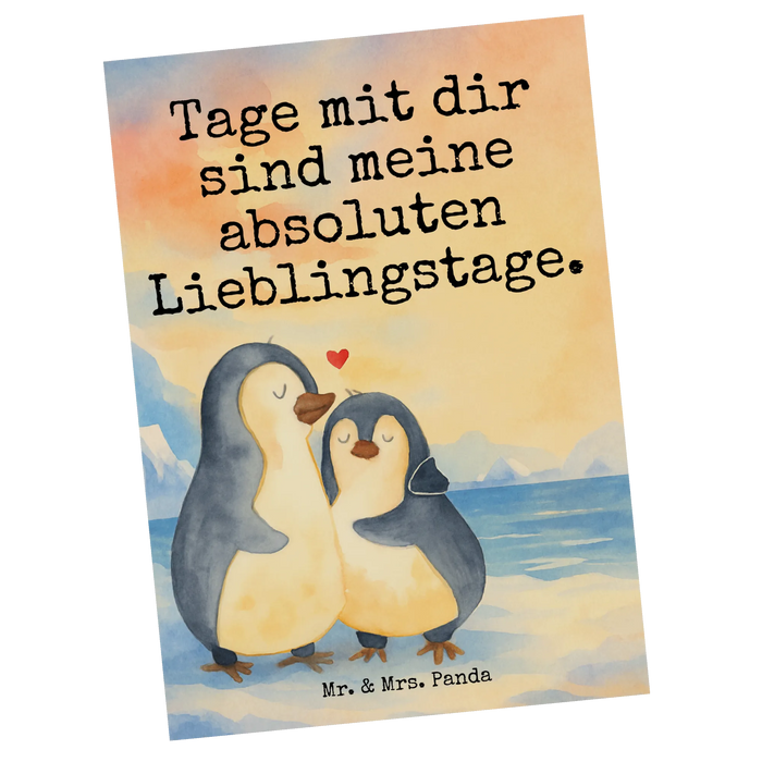 Postkarte Pinguin umarmen Design
