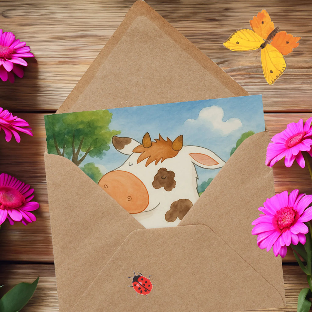 Deluxe Card Cow Design Karte, Grußkarte, Klappkarte, Einladungskarte, Glückwunschkarte, Hochzeitskarte, Geburtstagskarte, Hochwertige Grußkarte, Hochwertige Klappkarte, Bauernhof, Hoftiere, Landwirt, Landwirtin, Kuh, Kühe, Träume, Flausen, Spruch, Magie, Motivtion, Hof, Milch, Milchkuh