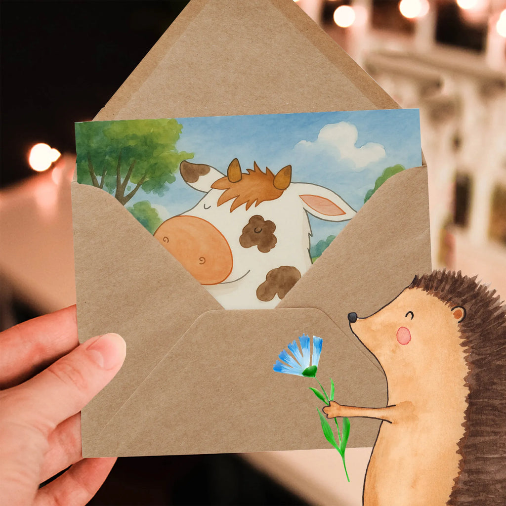 Deluxe Card Cow Design Karte, Grußkarte, Klappkarte, Einladungskarte, Glückwunschkarte, Hochzeitskarte, Geburtstagskarte, Hochwertige Grußkarte, Hochwertige Klappkarte, Bauernhof, Hoftiere, Landwirt, Landwirtin, Kuh, Kühe, Träume, Flausen, Spruch, Magie, Motivtion, Hof, Milch, Milchkuh