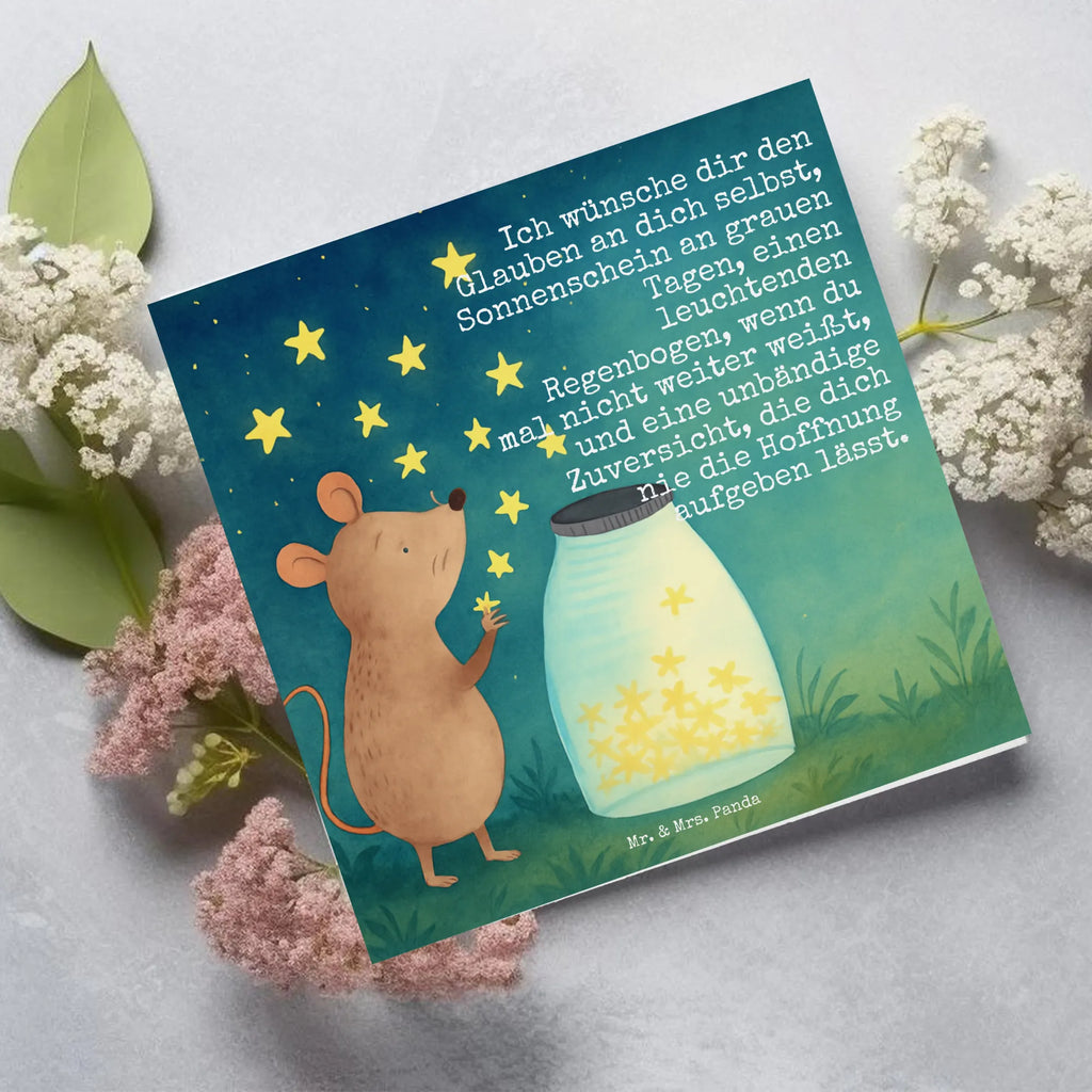 Deluxe Card Mouse Stars Design Klappkarte, Karte, Hochwertige Grußkarte, Grußkarte, Hochwertige Klappkarte, Glückwunschkarte, Geburtstagskarte, Hochzeitskarte, Einladungskarte, Tiermotive, Gute Laune, lustige Sprüche, Tiere, Taufe, Hoffnung, erstes Kind, Träume, Wunsch, Kind, Geburtstag, Sterne, Geburt, Kindergeburtstag, Schwangerschaft, Taufgeschenk, Maus