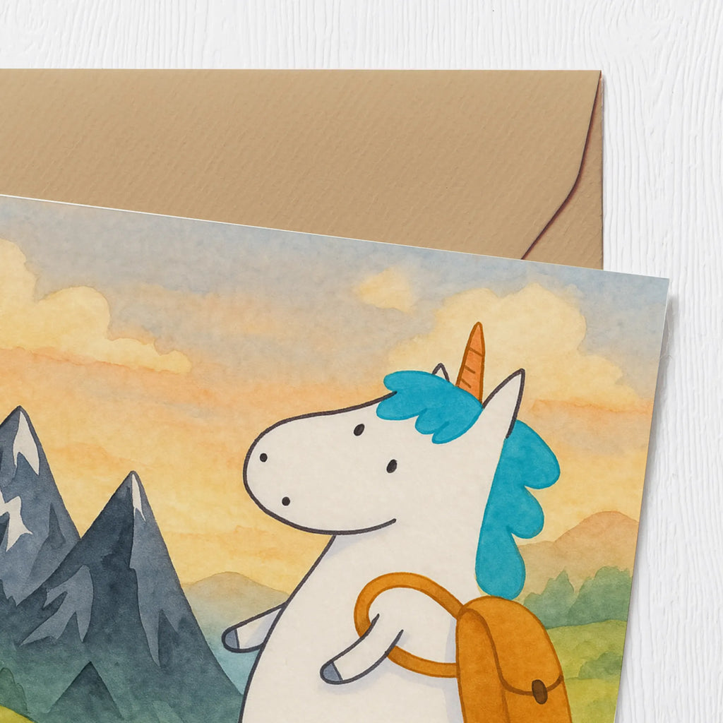 Deluxe Card unicorn climber Design Karte, Grußkarte, Klappkarte, Einladungskarte, Glückwunschkarte, Hochzeitskarte, Geburtstagskarte, Hochwertige Grußkarte, Hochwertige Klappkarte, Einhorn, Einhörner, Einhorn Deko, Unicorn, Bergsteiger, Abenteuer, Berge, Abenteurer, Weltenbummler, Weltreise, Reisen, Urlaub, Entdecker