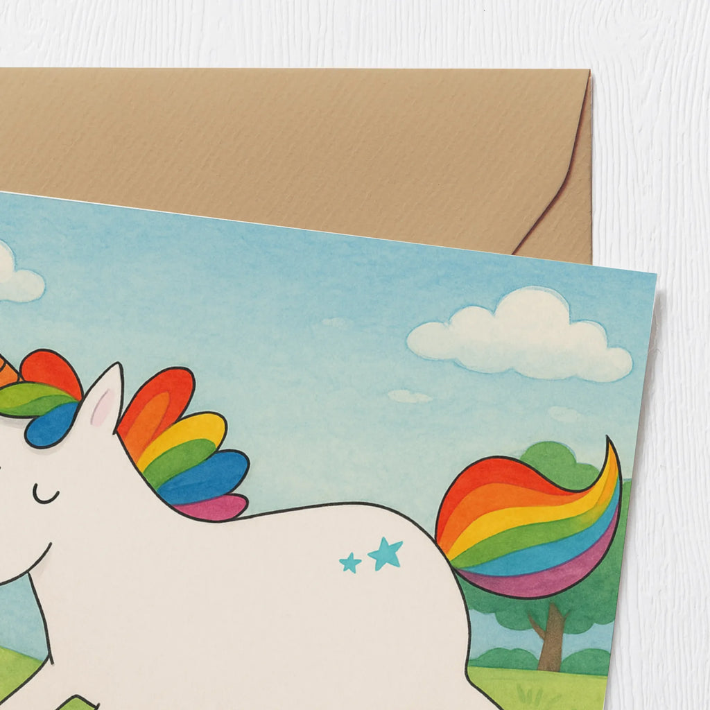 Deluxe Card unicorn happy Design Karte, Grußkarte, Klappkarte, Einladungskarte, Glückwunschkarte, Hochzeitskarte, Geburtstagskarte, Hochwertige Grußkarte, Hochwertige Klappkarte, Einhorn, Einhörner, Einhorn Deko, Unicorn, glücklich, fröhlich, Spaß, Freude, Lebensfreude, witzig, spannend, Lächeln, Lachen
