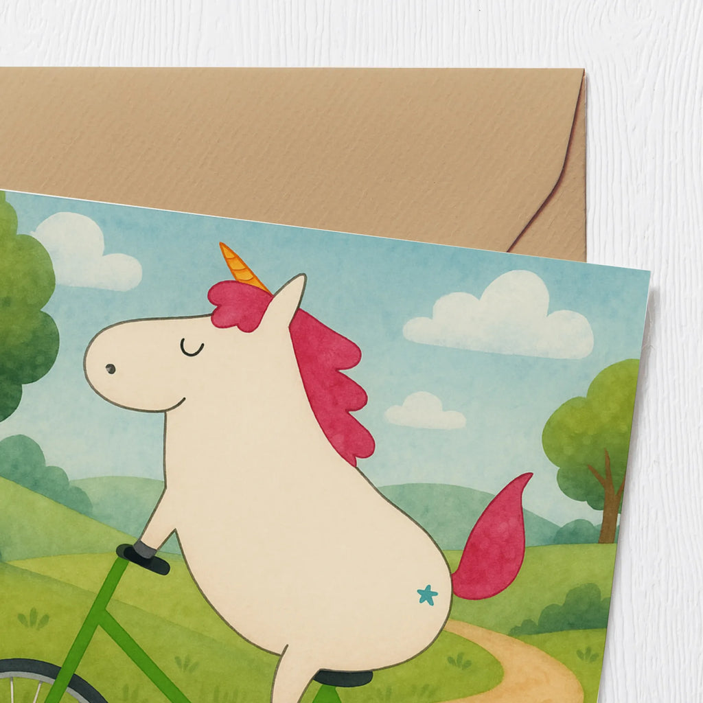 Deluxe Card unicorn cyclist Design Karte, Grußkarte, Klappkarte, Einladungskarte, Glückwunschkarte, Hochzeitskarte, Geburtstagskarte, Hochwertige Grußkarte, Hochwertige Klappkarte, Einhorn, Einhörner, Einhorn Deko, Unicorn, Radfahren, Radfahrer, Rad, Bike, Feenstaub, Konfetti, Luxusproblem, Kummer, Liebeskummer