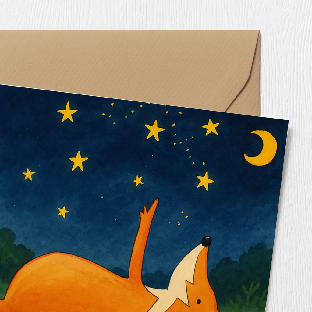 Deluxe Card Fox Stars Design Karte, Grußkarte, Klappkarte, Einladungskarte, Glückwunschkarte, Hochzeitskarte, Geburtstagskarte, Hochwertige Grußkarte, Hochwertige Klappkarte, Fuchs, Füchse, tröstende Worte, Spruch positiv, Spruch schön, Romantik, Always Look on the Bright Side of Life