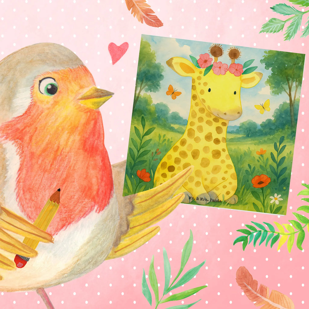 Deluxe Karte Giraffe Blumenkranz Design Karte, Grußkarte, Klappkarte, Einladungskarte, Glückwunschkarte, Hochzeitskarte, Geburtstagskarte, Hochwertige Grußkarte, Hochwertige Klappkarte, Afrika, Wildtiere, Giraffe, Blumenkranz, Abenteurer, Selbstliebe, Freundin