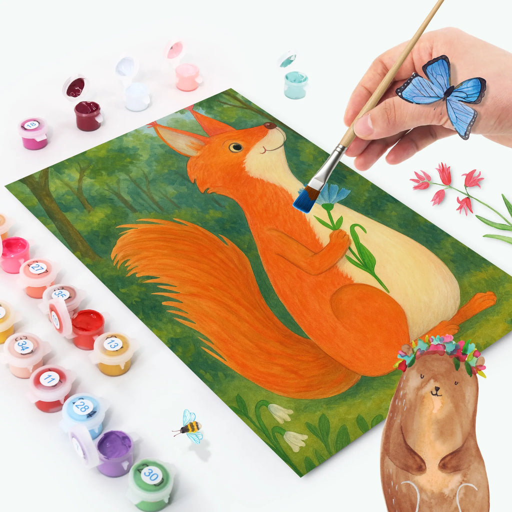 Paint by Numbers Squirrel flower Design small animals, cute, funny, cute animal motives, hand drawn, small world, funny sayings, good mood, happy, gifts, gift ideas, special gifts, animal lover, card, fun, saying decoration, positive saying, Squirrel, motivation sayings, squirrel, happy saying, motivation pictures, laughter