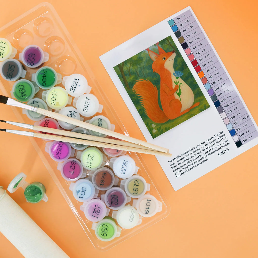 Paint by Numbers Squirrel flower Design small animals, cute, funny, cute animal motives, hand drawn, small world, funny sayings, good mood, happy, gifts, gift ideas, special gifts, animal lover, card, fun, saying decoration, positive saying, Squirrel, motivation sayings, squirrel, happy saying, motivation pictures, laughter