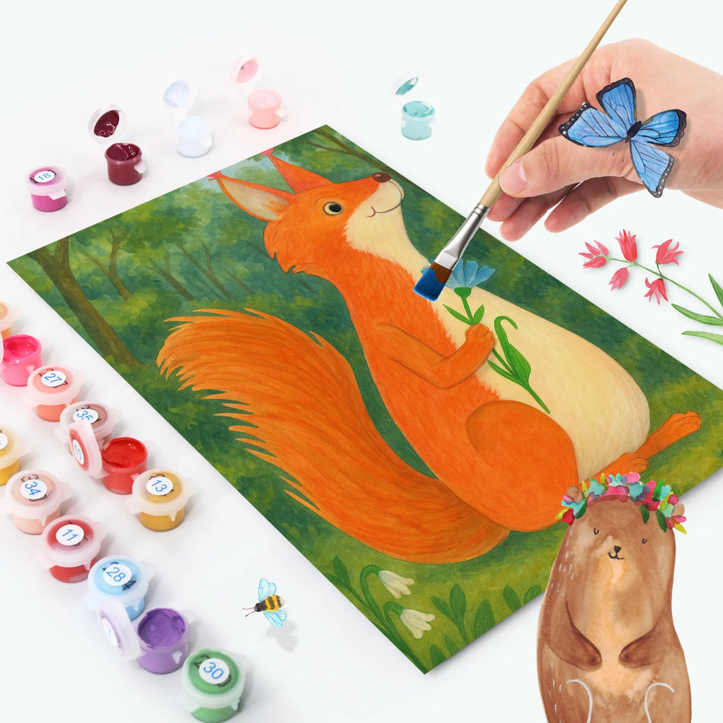 Paint by Numbers Squirrel flower Design small animals, cute, funny, cute animal motives, hand drawn, small world, funny sayings, good mood, happy, gifts, gift ideas, special gifts, animal lover, card, fun, saying decoration, positive saying, Squirrel, motivation sayings, squirrel, happy saying, motivation pictures, laughter