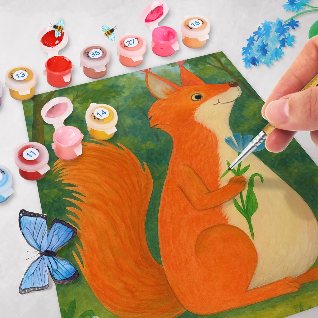 Paint by Numbers Squirrel flower Design small animals, cute, funny, cute animal motives, hand drawn, small world, funny sayings, good mood, happy, gifts, gift ideas, special gifts, animal lover, card, fun, saying decoration, positive saying, Squirrel, motivation sayings, squirrel, happy saying, motivation pictures, laughter