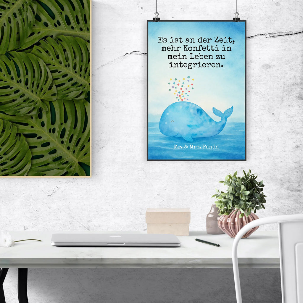 Poster Wal Konfetti Design Deko Bild, grafikposter, Wanddekoration, Poster, wandkunst, Posterdruck, Wandposter, drucke, kunst für die wand, Mr. & Mrs. Panda Poster, Bild für Wand, Wandschmuck, Kunstdruck, wanddruck, Designposter, Plakat, wanddeko, Wandbild, Bild, kunstdruck poster, Wanddeko Bild, kunstposter, Meer, Meerestiere, Urlaub, Geburtstag, Diät, Wale, Neustart, Wal, Neuanfang, Abnehmen, Lebensabschnitt, Trennung, Motivation, Konfetti
