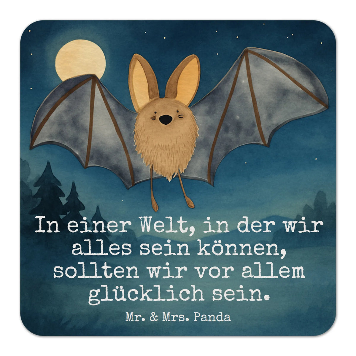 Coaster bat wing Design gifts, card, funny sayings, special gifts, hand drawn, animal lover, cute animal motives, good mood, gift ideas, cute, small animals