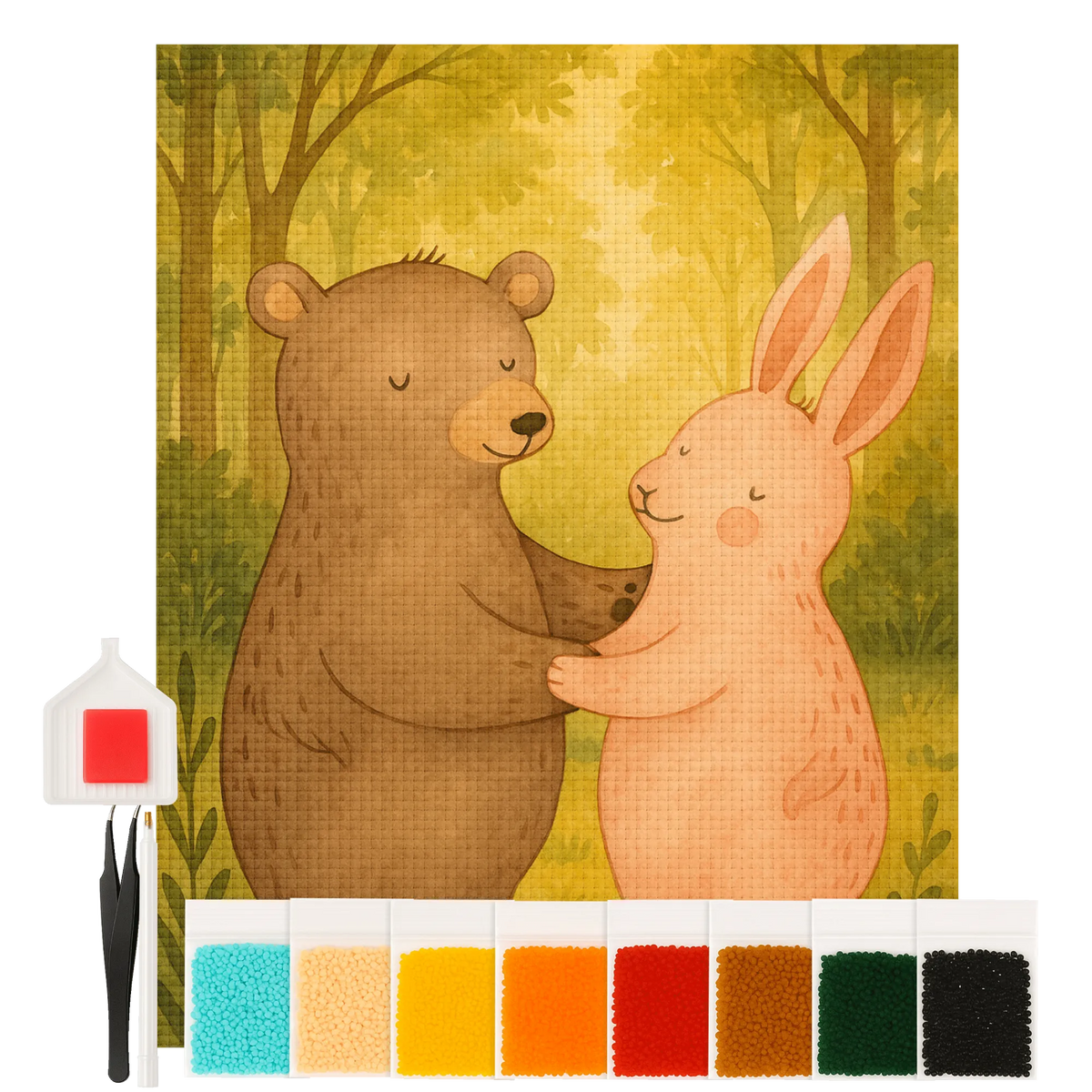 Diamond Painting bear and rabbit Embrace Design