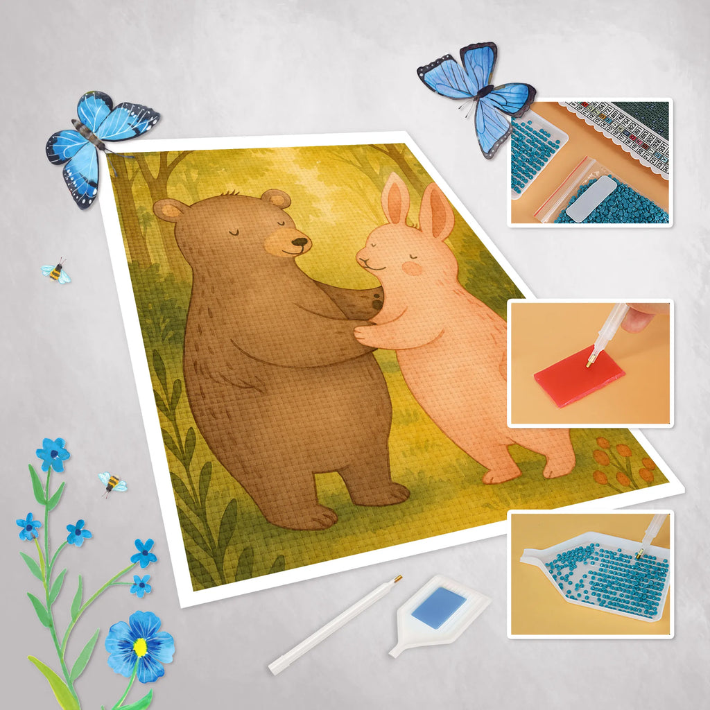 Diamond Painting Bär und Hase Umarmen Design Diamond Painting, Kreativität, Kristallbild, DIY, Liebe, Partner, Freund, Freundin, Ehemann, Ehefrau, Heiraten, Verlobung, Heiratsantrag, Liebesgeschenk, Jahrestag, Hocheitstag, Freunde, Bärchen, bester Freund, Hase, best friends, Bär